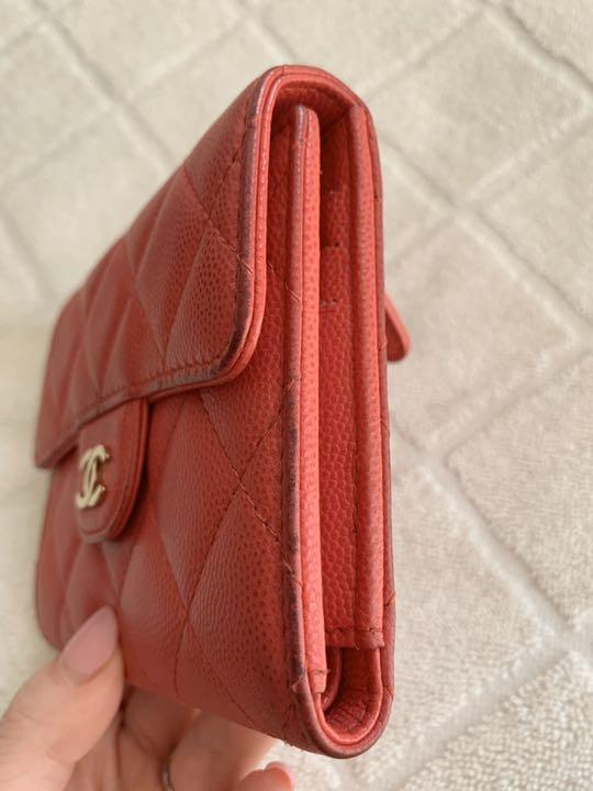 【美品】CHANEL キャビアスキン コンパクト 三つ折り財布 画像5