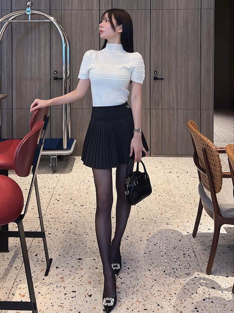 qung 風 ビジュー ヒール パンプス 調節可能 ミュール ブラック 春