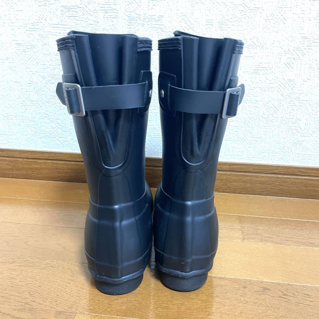 美品 HUNTER レインブーツ　バックアジャスタブルショートブーツ　ブラック