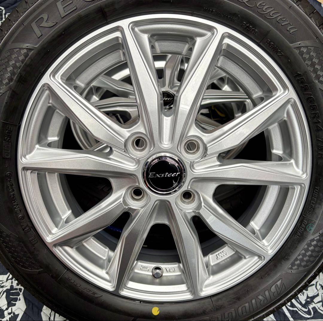 ㉕155/65R14 新品ブリヂストンのレグノタイヤと中古美品ホイールとナット