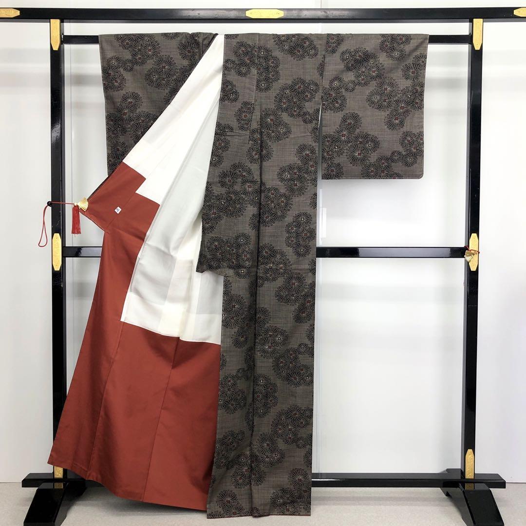 しつけ付　超美品　本場大島紬　袷　アンティーク　163㎝　ベージュ　バラ　個性的 お得なエブリデイロープライス】 特選本場大島紬地羽織 ≪御