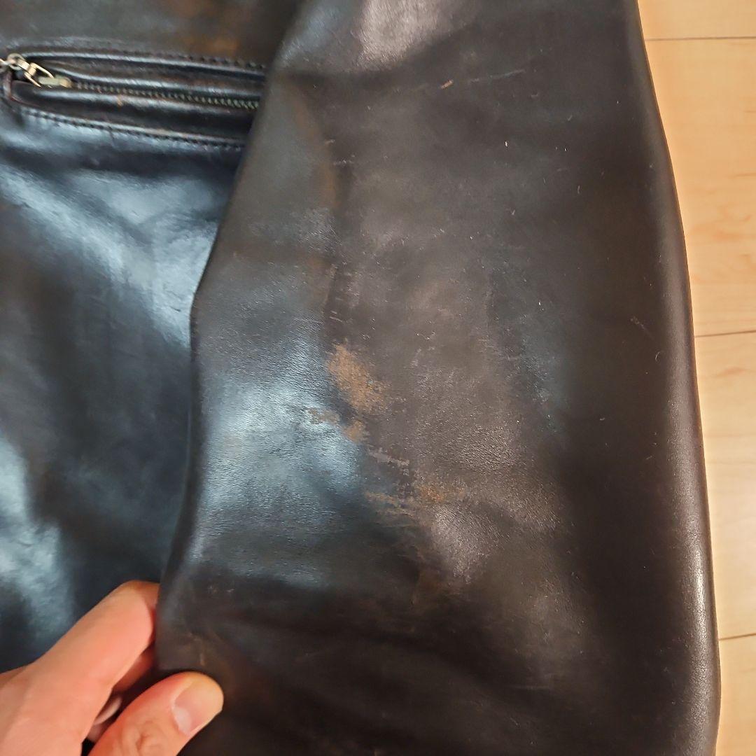 aero leather 黒 シングルライダースジャケット34 ホースハイド