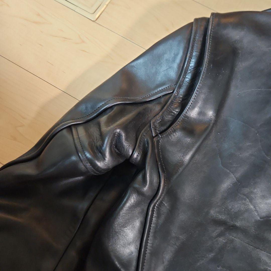 aero leather 黒 シングルライダースジャケット34 ホースハイド