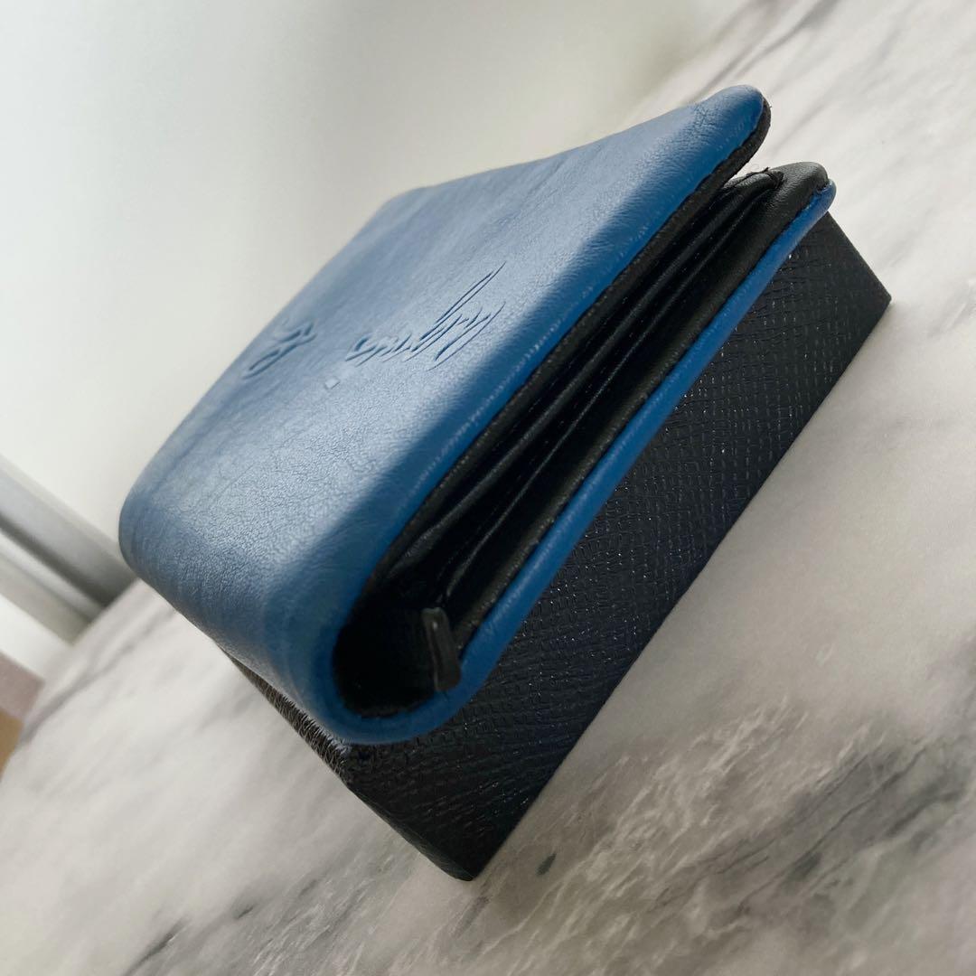 美品　アニエスベー　折り財布　本革　レザー　ブルー　ブラック
