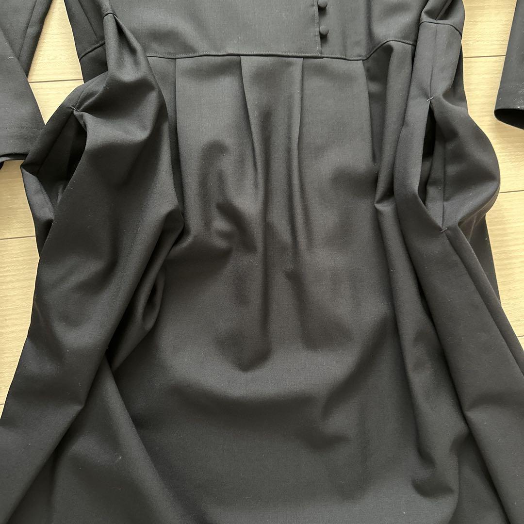グランママドーター　濃紺　ウールギャバタックワンピース美品