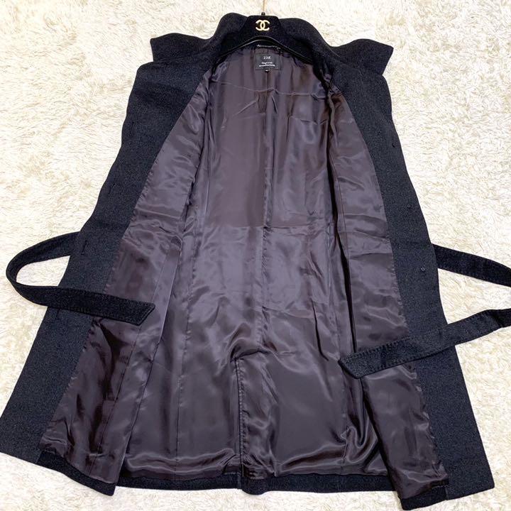 2022人気 美品 23区 ロングコート アンゴラ混 44 ブラック ウール 大きいサイズ 38MA7-m95482211220 超激安低価
