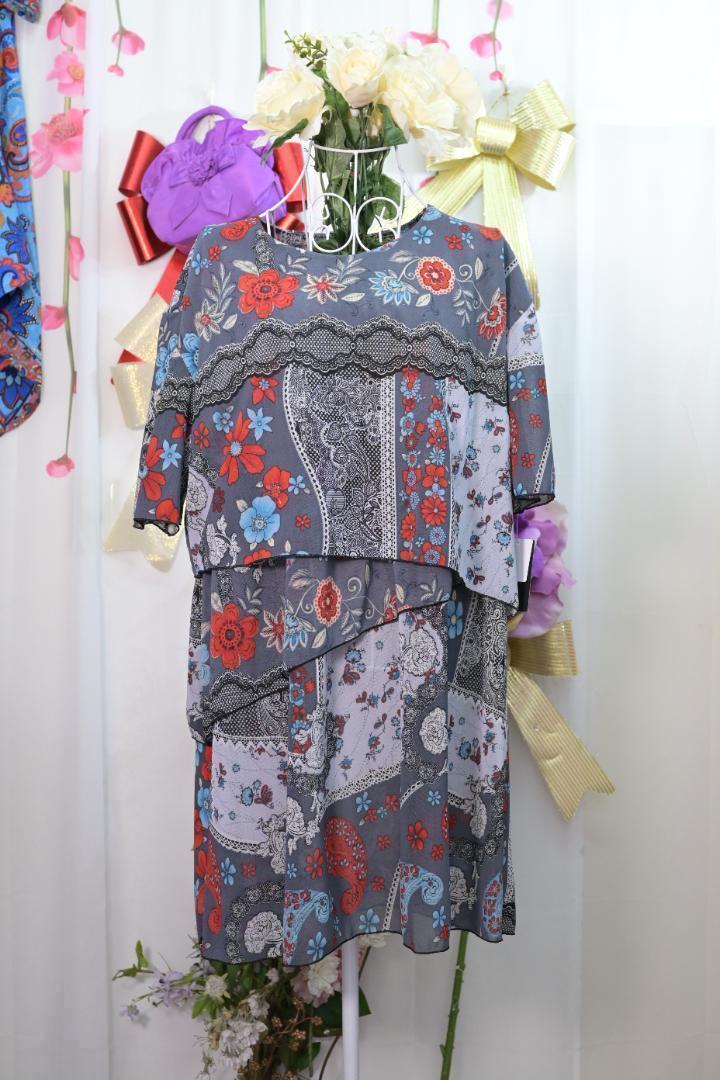 パワーネット花柄プリントチュニック | 京都通販ミセスの