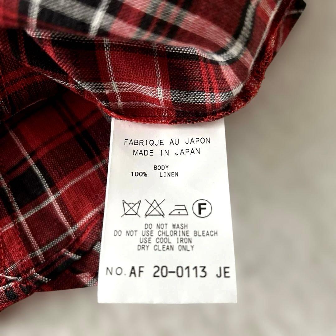 美品✨ケイタマルヤマ リネン100% ブラウス 赤 チェック