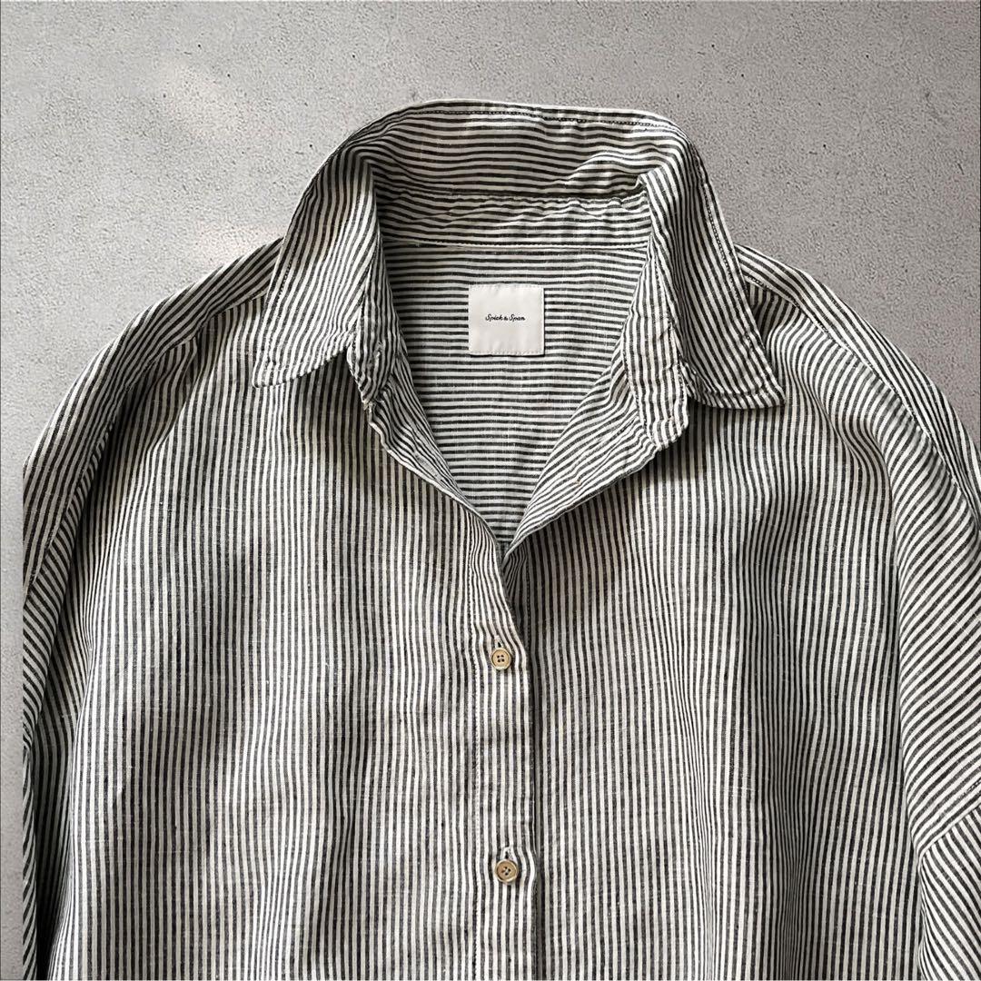 SPICK&SPAN リネン100% ストライプ ルーズシャツ Fサイズ