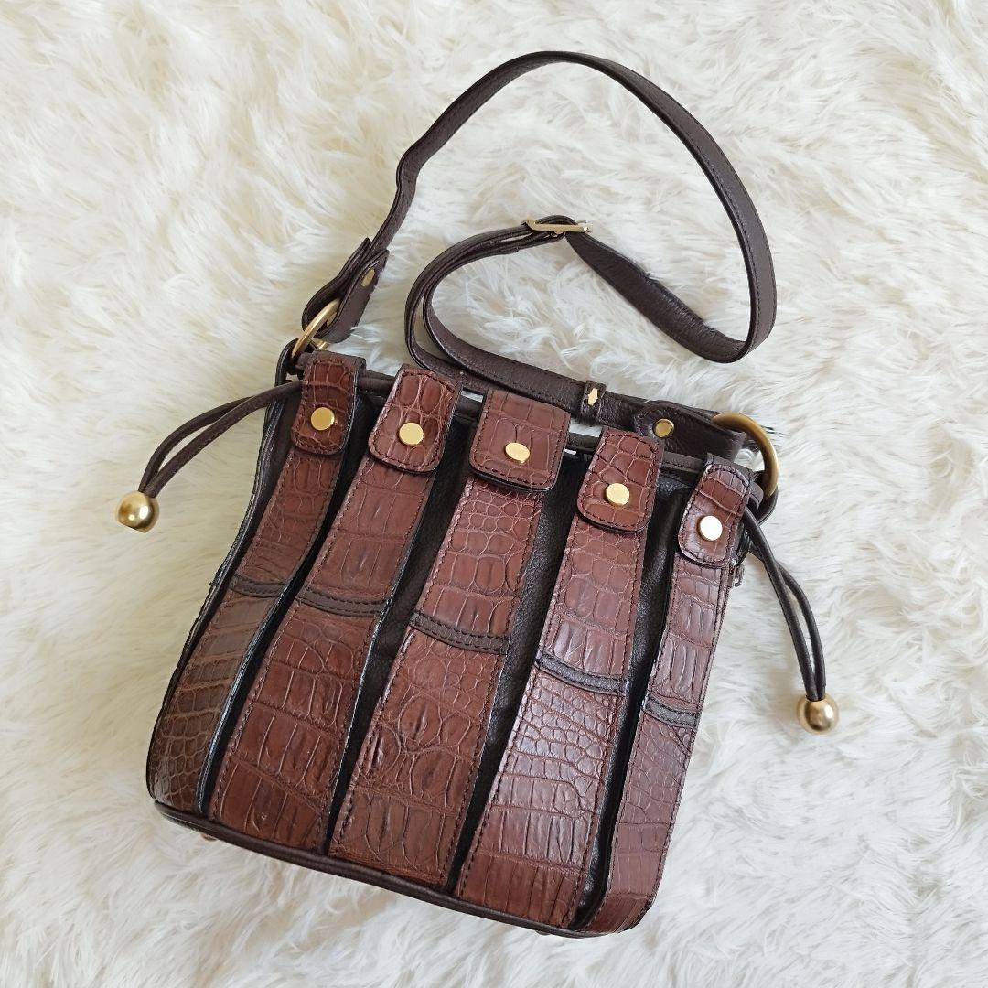 希少✨MARIONA SANZEクロコダイル　ショルダーバッグ　巾着　定価24万