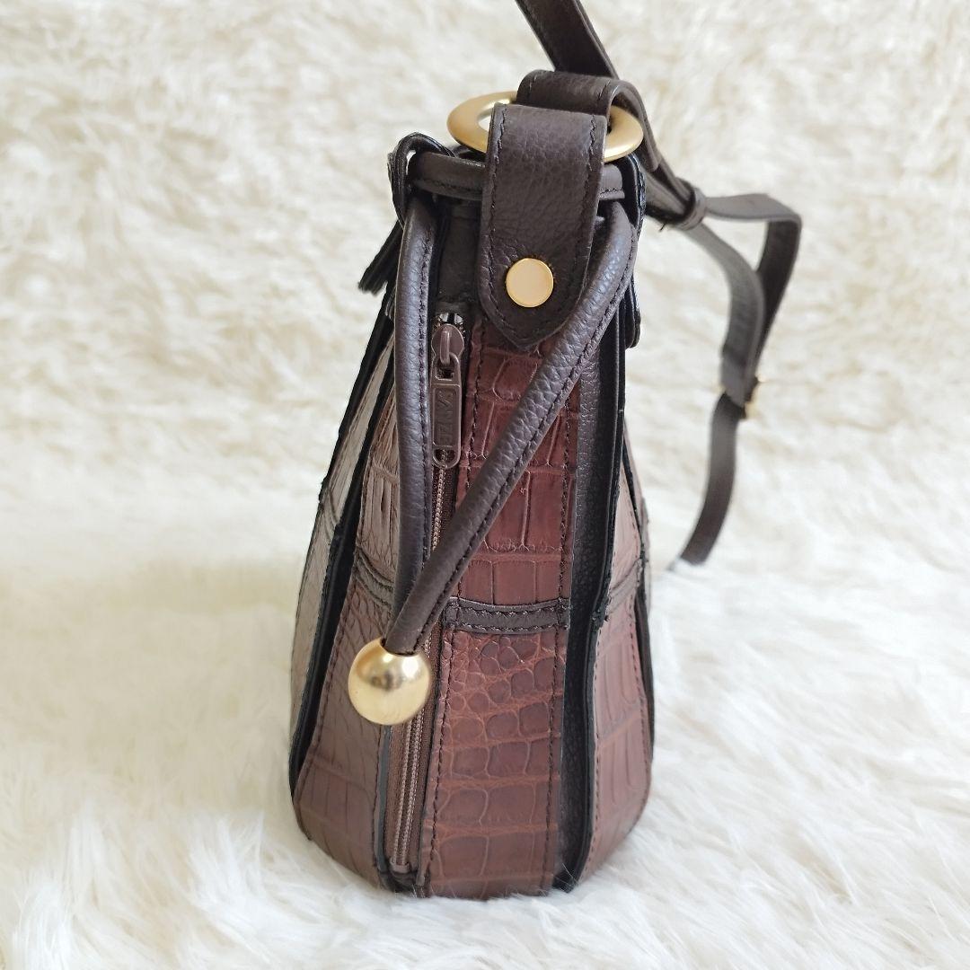 希少✨MARIONA SANZEクロコダイル ショルダーバッグ 巾着 定価24