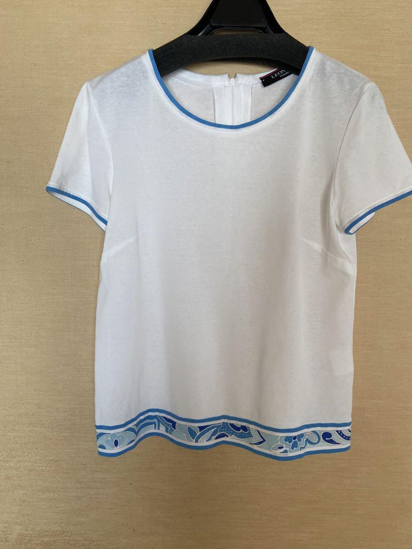 レオナ−ル、ブルー柄Tシャツ38
