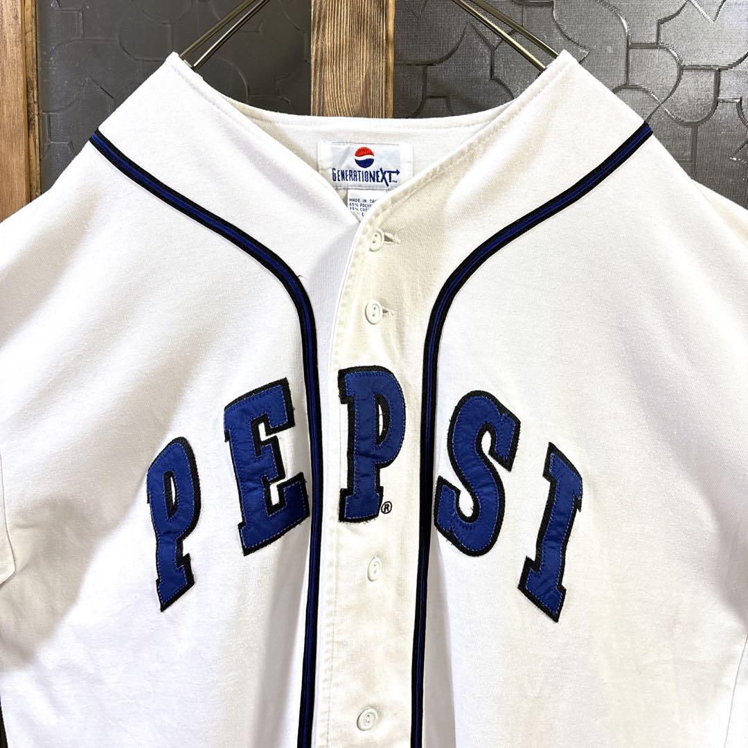 80s US古着　PEPSIペプシ　　ベースボールシャツ　L〜XLホワイト