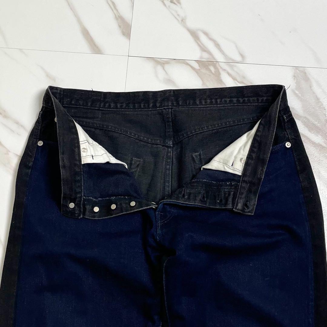 【極美品】ワイズ（ヨウジヤマモト）21aw 切り替え7部丈パンツ 極美品 21AW◎ヨウジヤマモトプールオム ストレートデニムパンツ