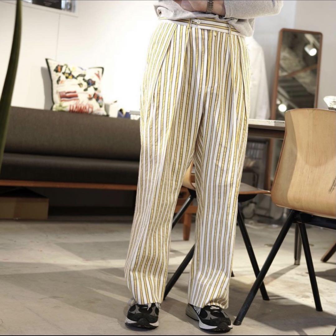 NEAT ニート　タックワイドパンツ　LAL stripe wide 46