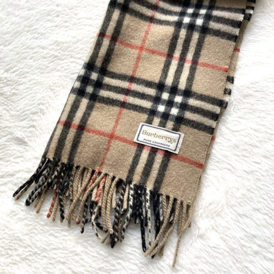 まよ　BURBERRYカシミヤ 100％ マフラー ノバチェック ベージュ