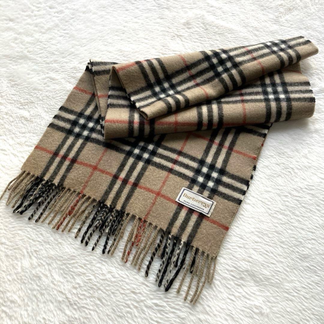 まよ　BURBERRYカシミヤ 100％ マフラー ノバチェック ベージュ