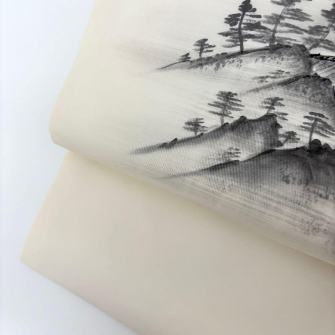 名古屋帯 作家物 塩瀬 風景 素敵なデザイン 九寸 着物 正絹 T