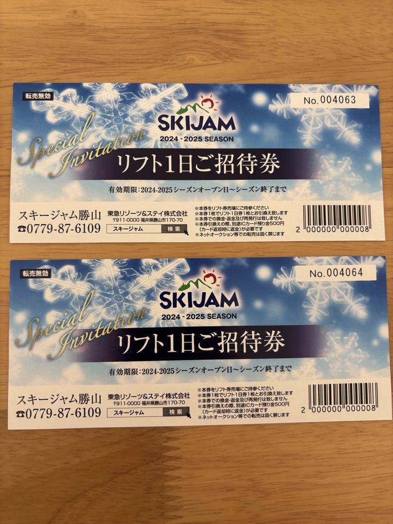 スキージャム勝山 リフト券 大人2枚