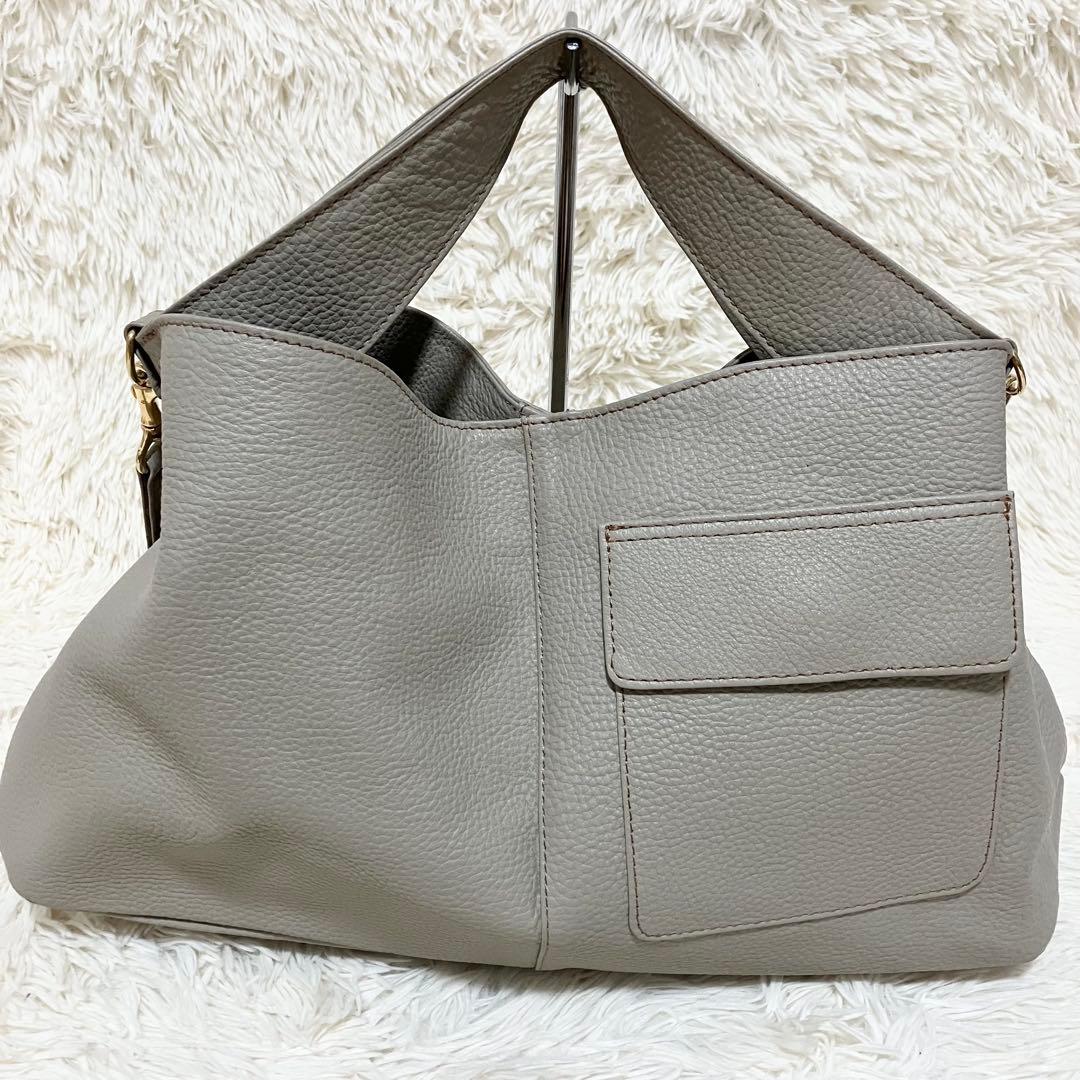 【良品】アタオ エルヴィ ハンド 2way シボ革 ゴールドプレート