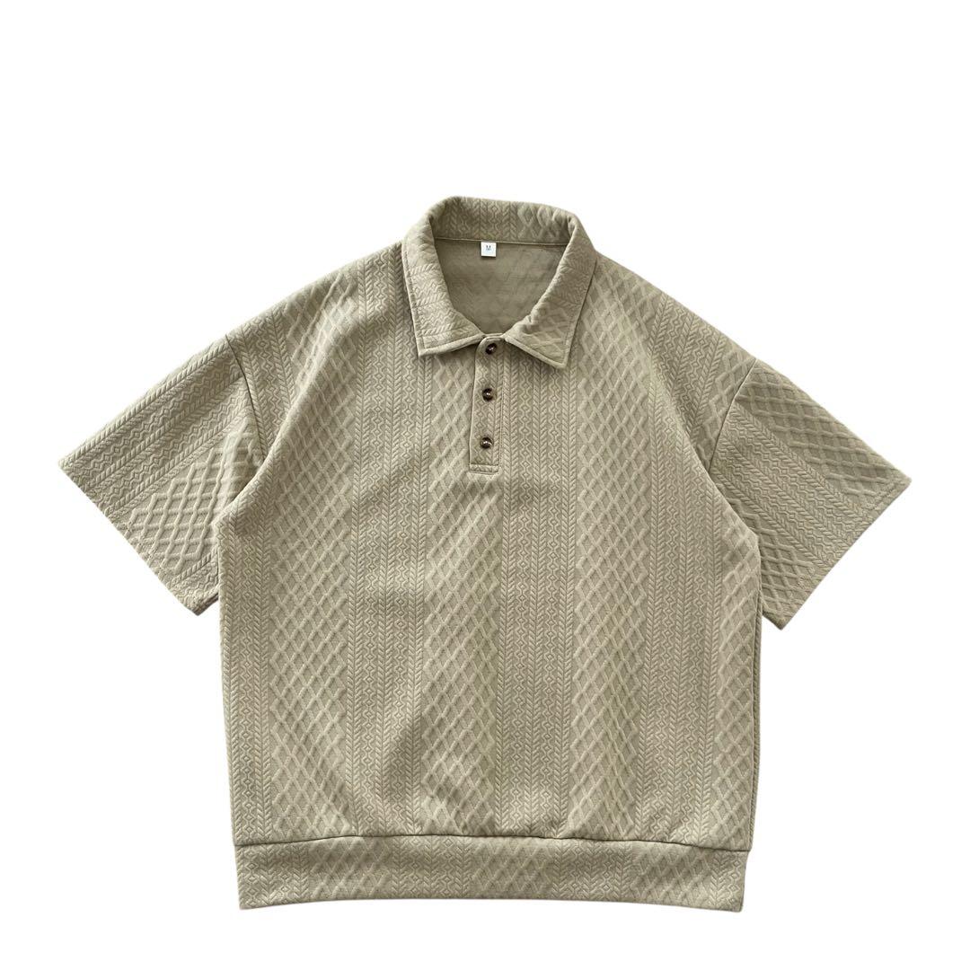 【美品】Vintage 00s~ ジャガード 幾何学柄 ポロシャツ 半袖