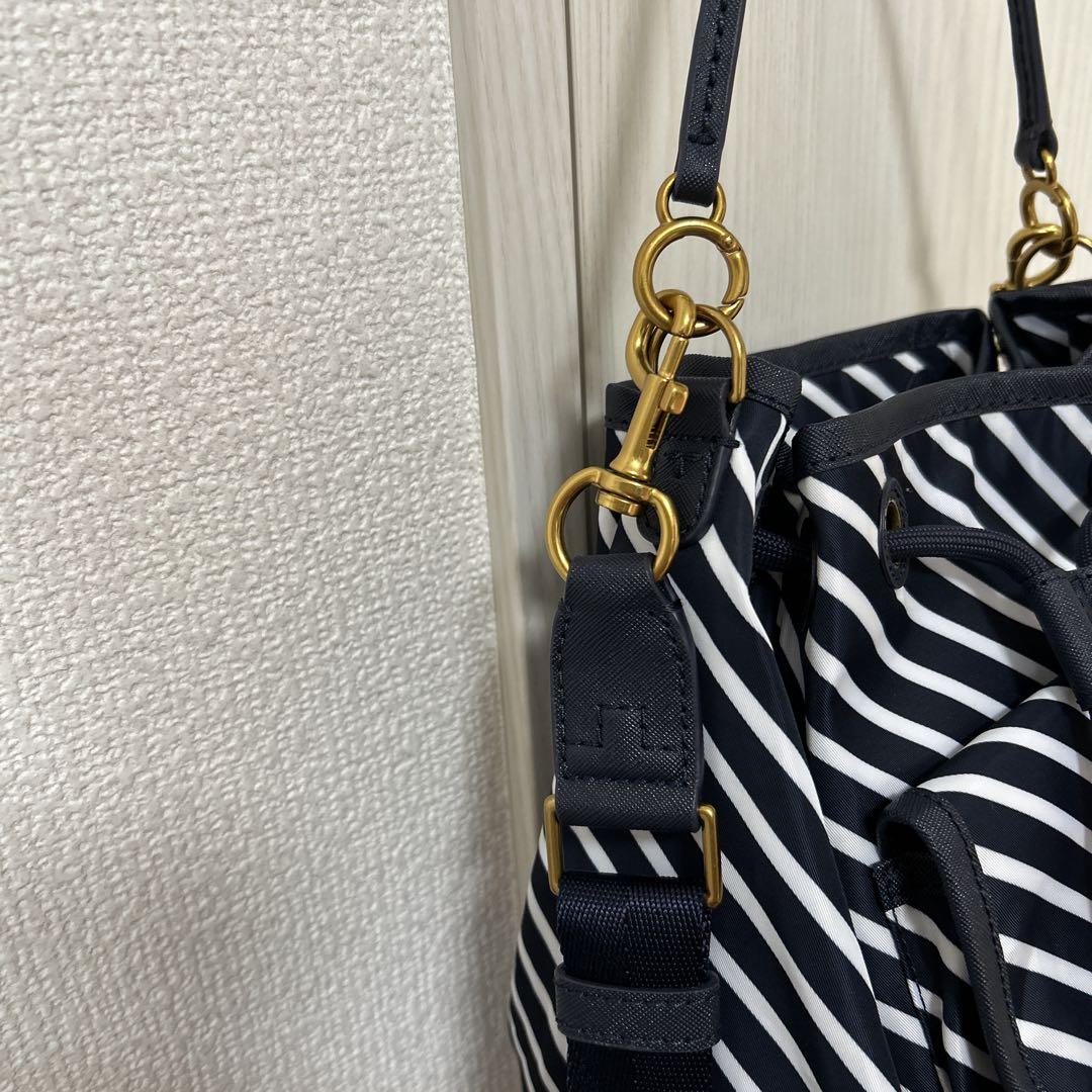 トリーバーチ　ショルダーバッグ　ストライプ巾着