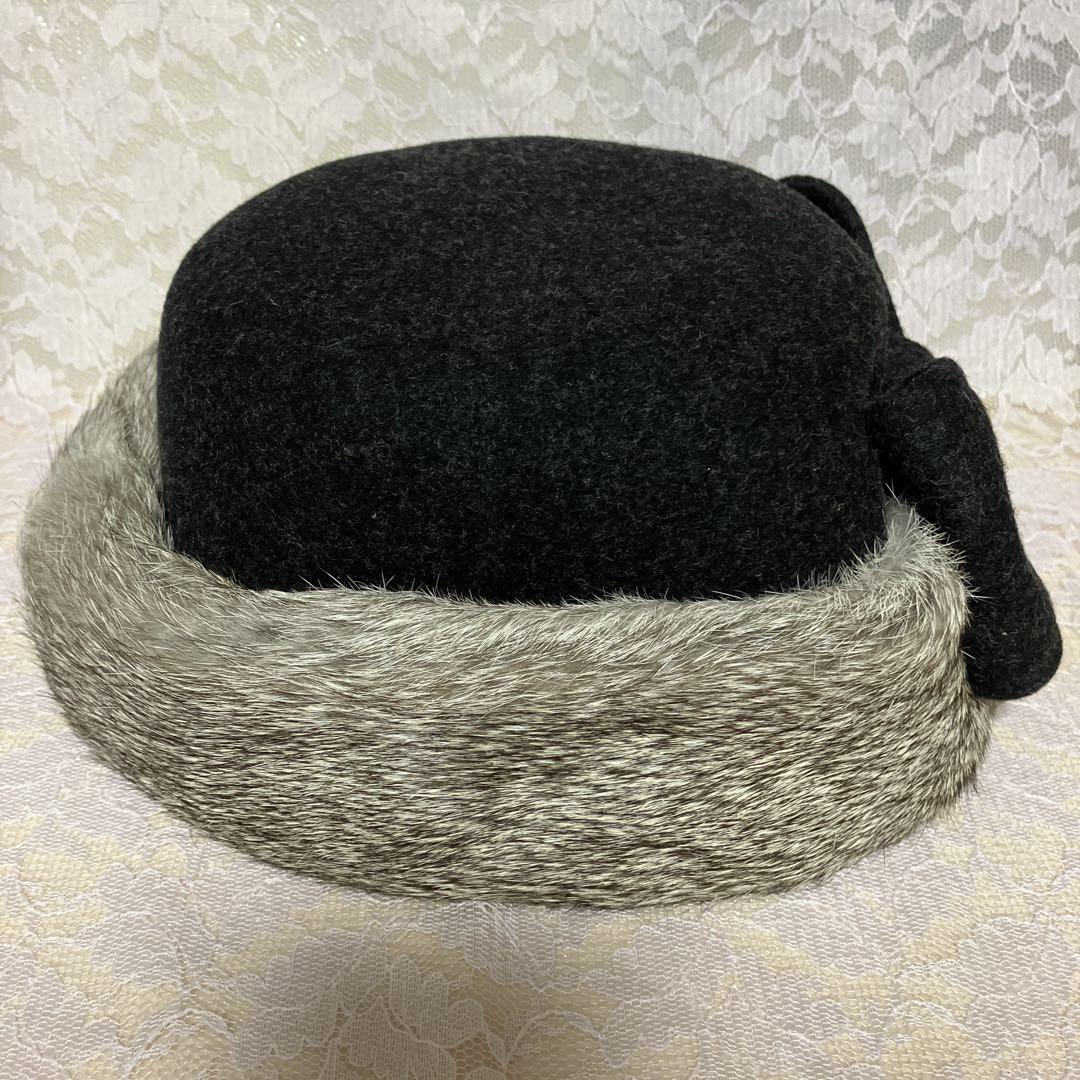 【美品】CA4LA ラビットファー リボン 帽子