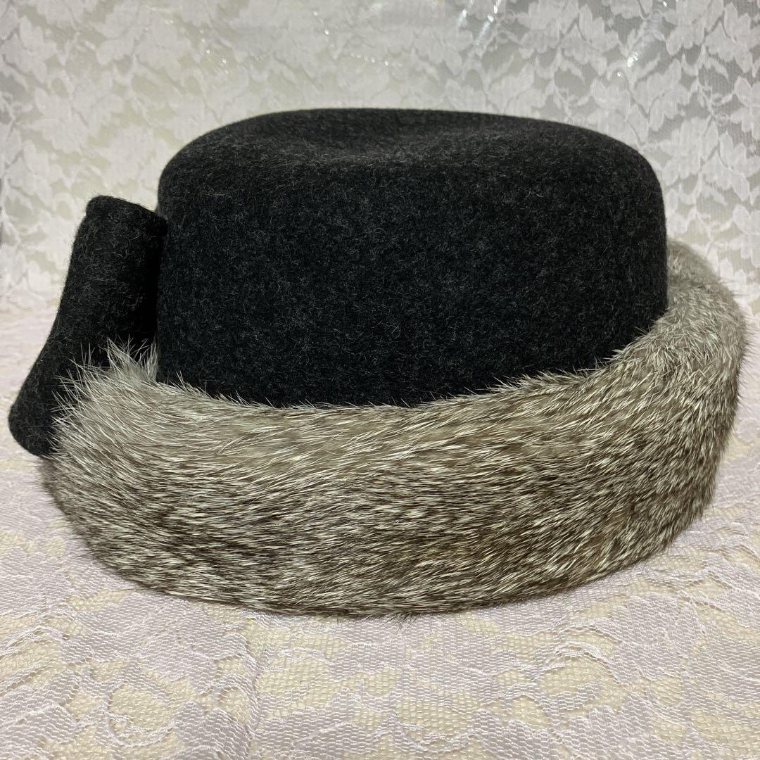 【美品】CA4LA ラビットファー リボン 帽子
