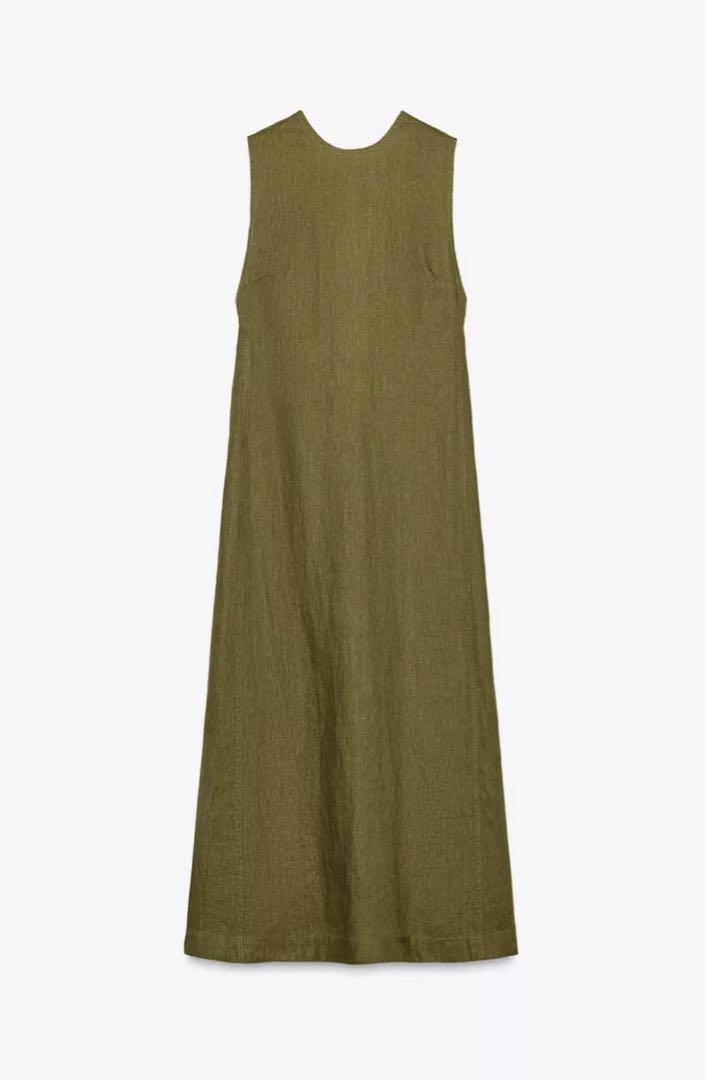 限定セール ZARA リネン100%ミディ丈ワンピース ザラ ワンピース