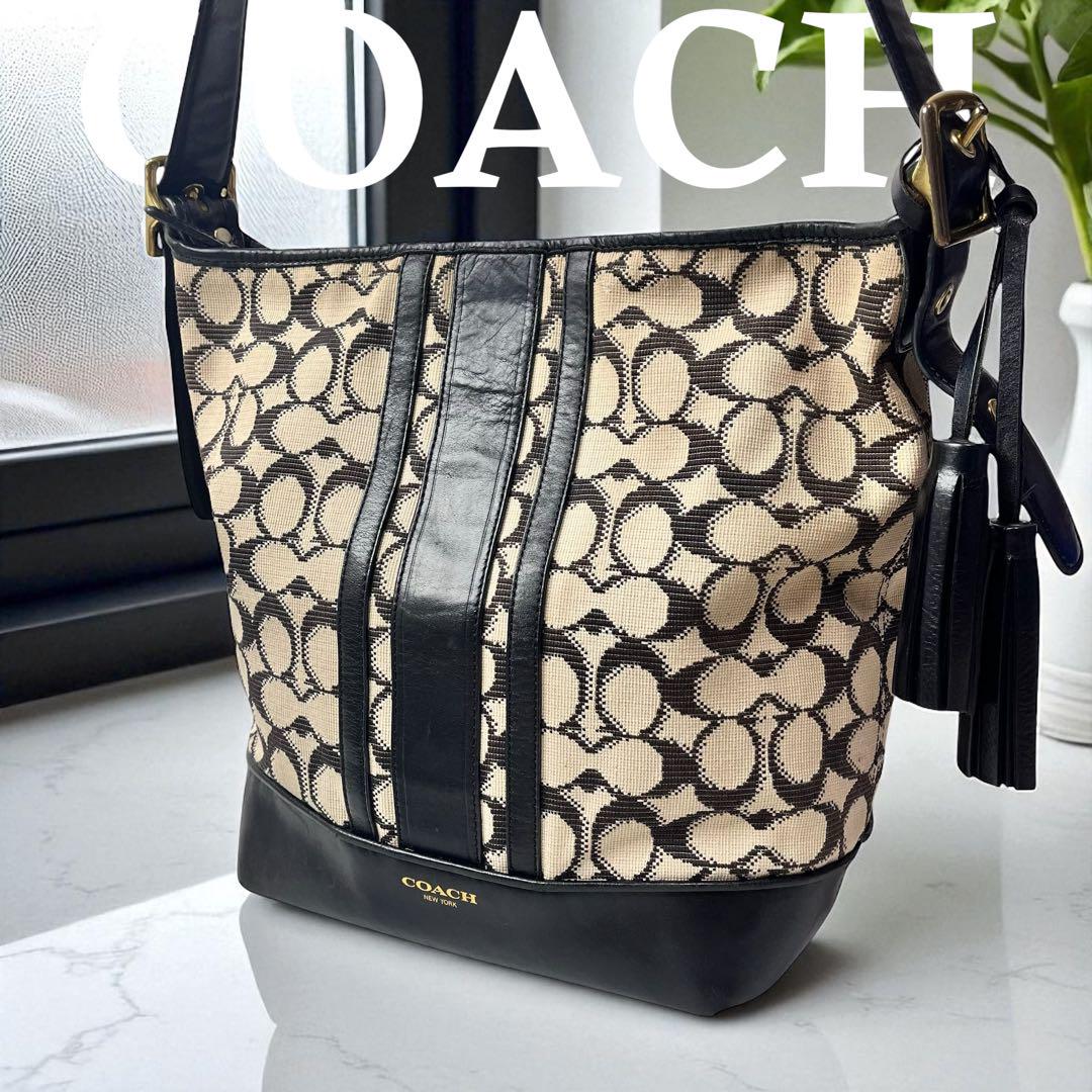 半額以下で買えるクーポン特集 美品✨COACH コーチ ショルダーバッグ タッセル 斜めがけ バッグ