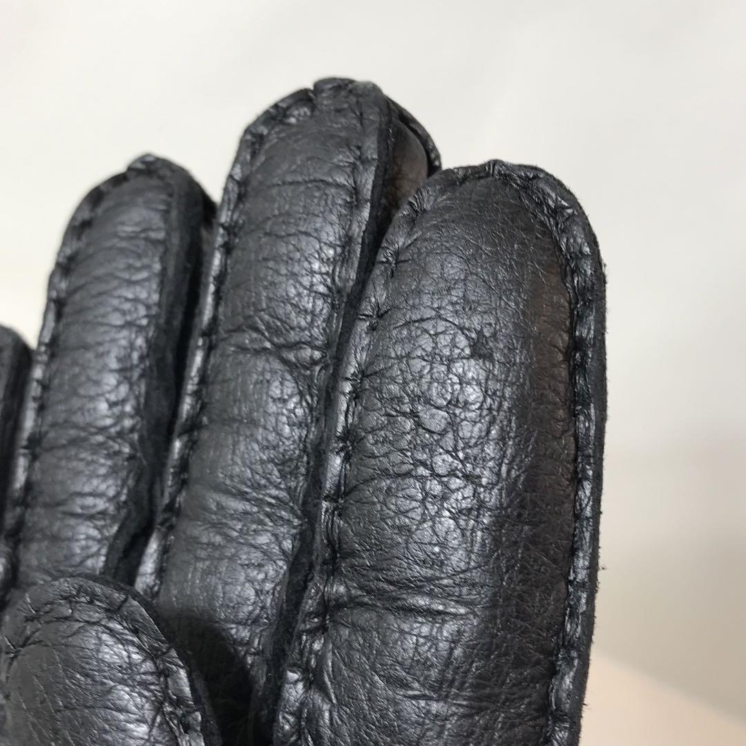 DENTS デンツ グローブ レディース ブラック ペッカリー ラビットファー 画像8