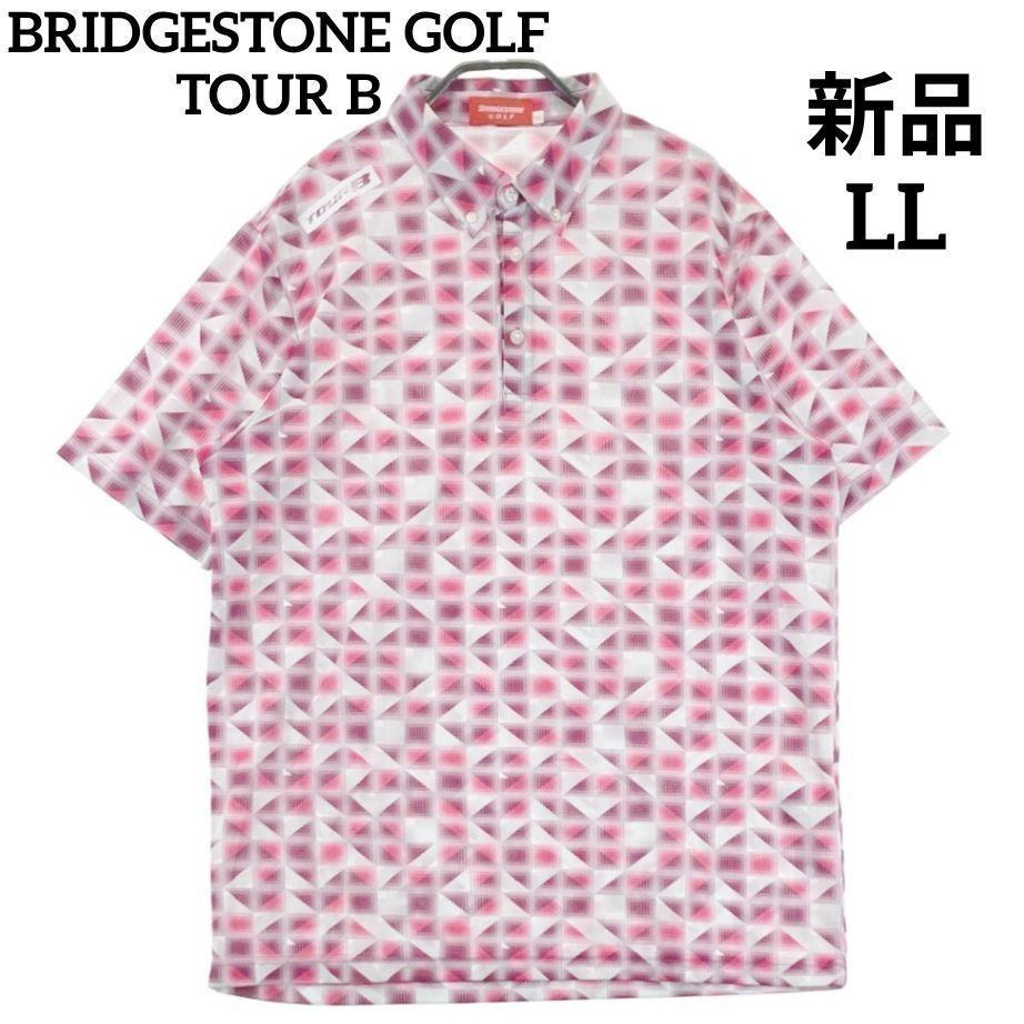 新品BRIDGESTONE GOLFTOUR B 半袖ポロシャツ ピンク系 LL