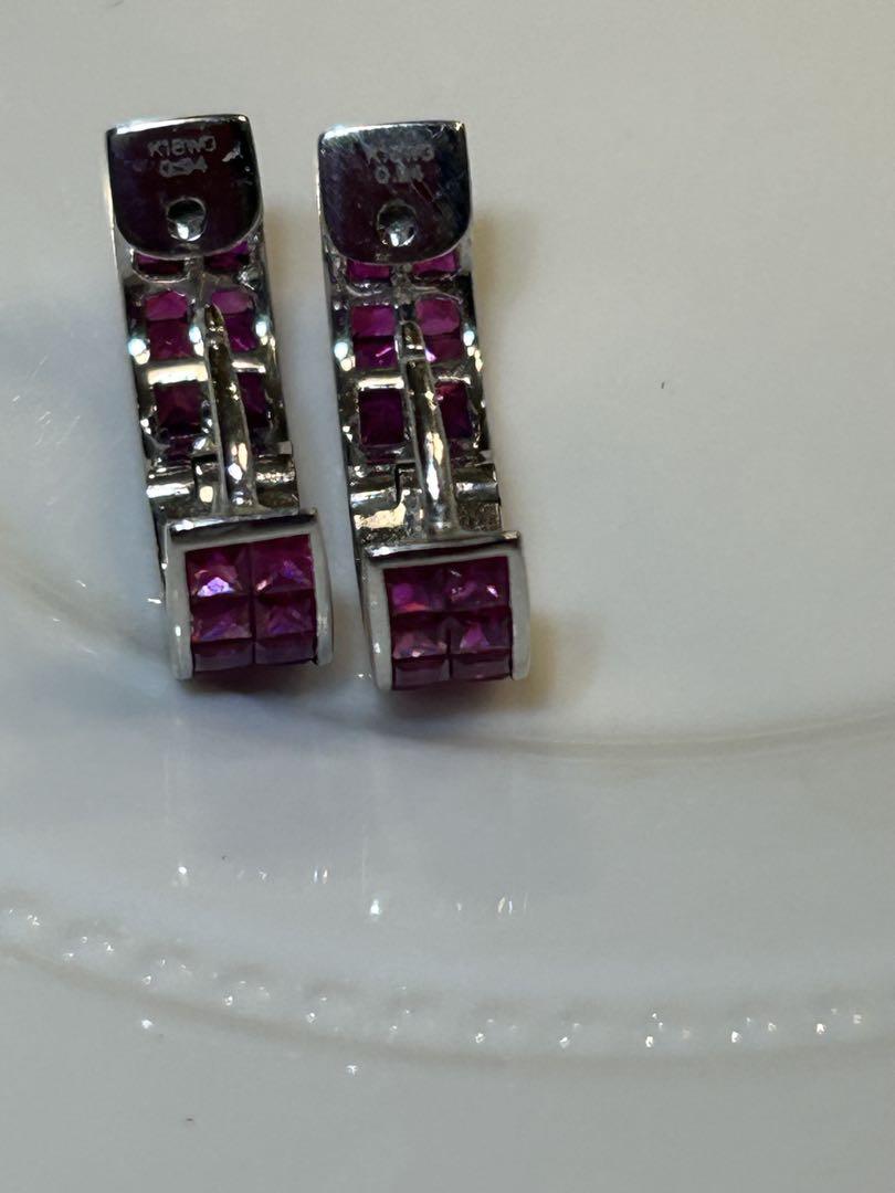 K18ホワイトゴールド ルビー合計1.88ct 中折れフープピアス最新