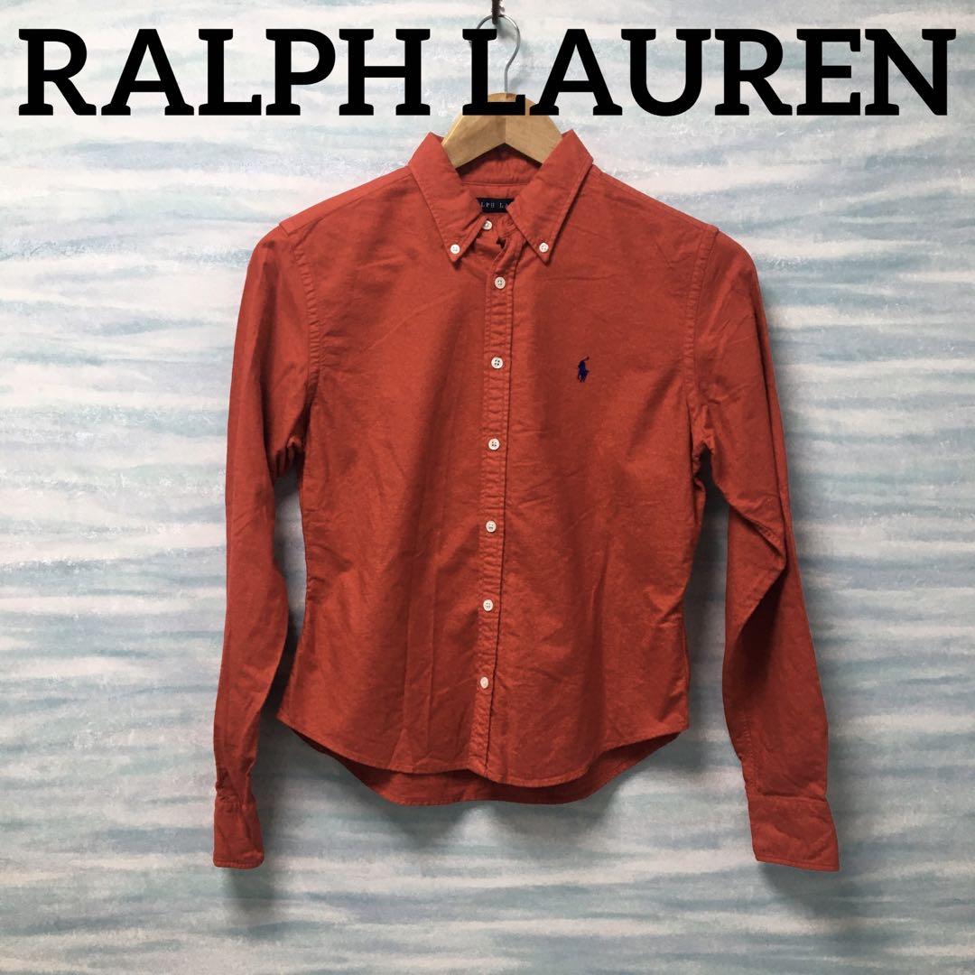 【RALPH LAUREN】ラルフローレン シャツ 長袖 9 M 赤 ロゴ