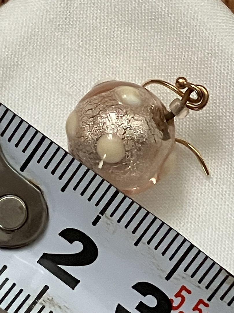 k18 ピアス　ベネチアングラス　ムーンストーン　パール