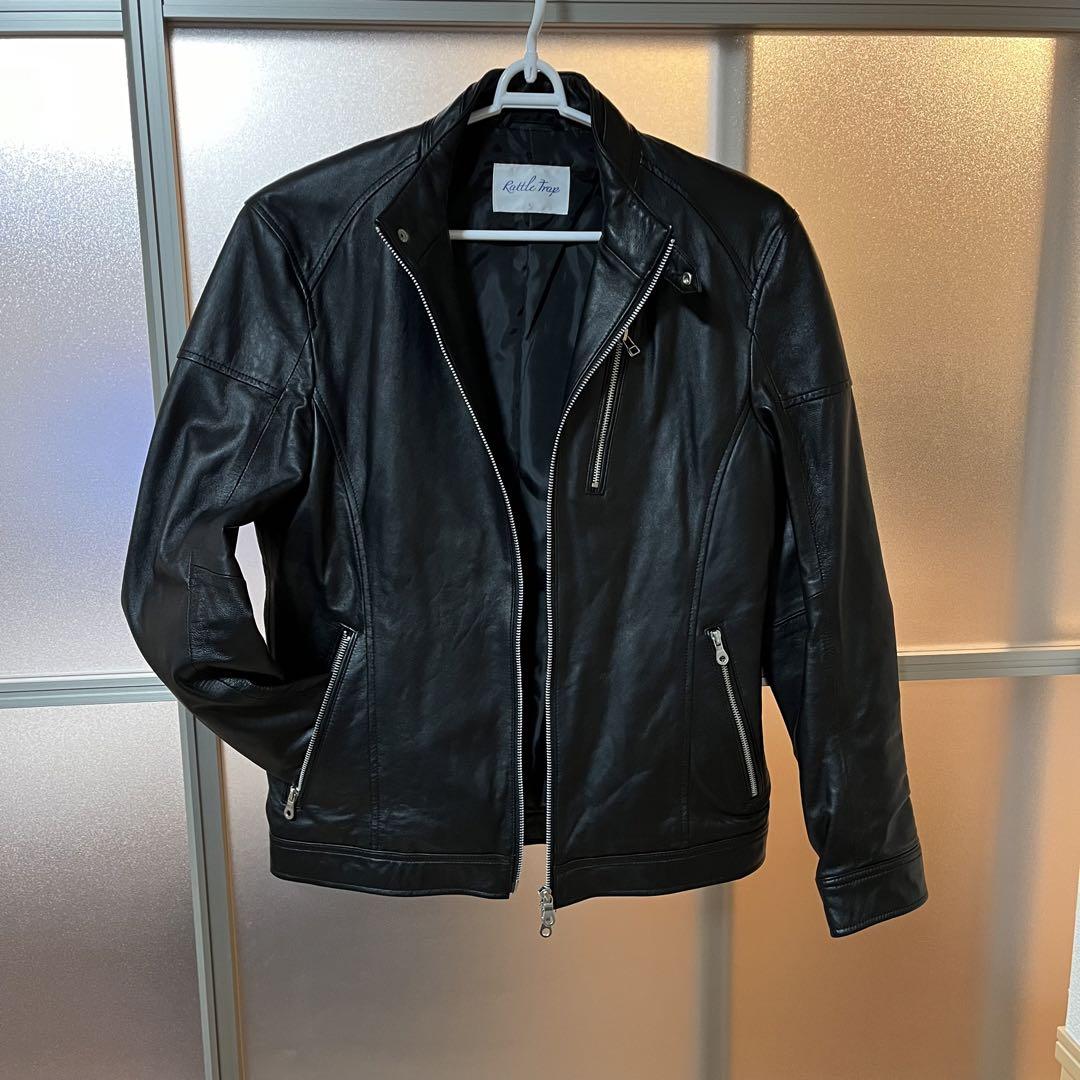 ☆美品☆ メンズビギ　シングルライダース　ラトルトラップラムレザー　ジャケットＬ