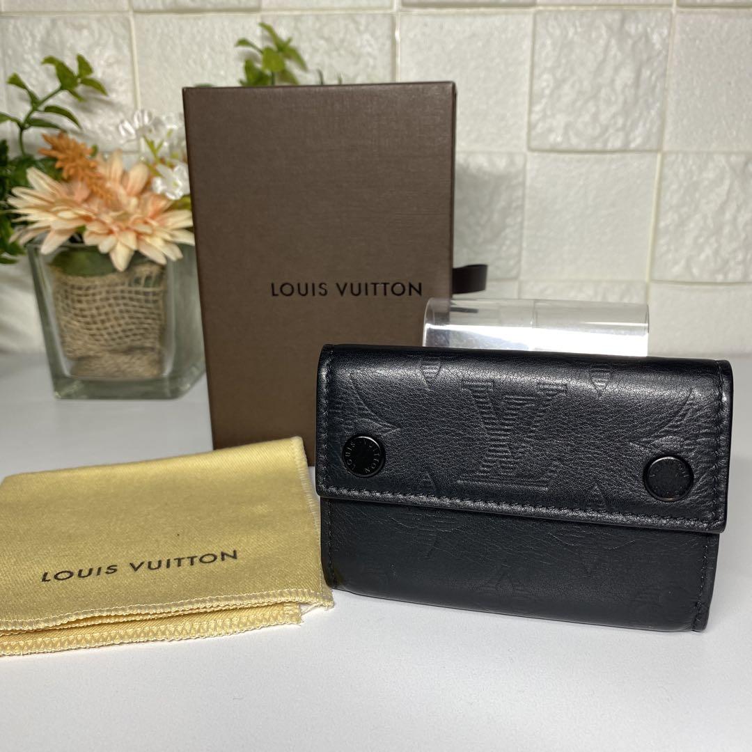 超美品 LOUIS VUITTON モノグラムシャドウ ミニウォレット 財布 黒