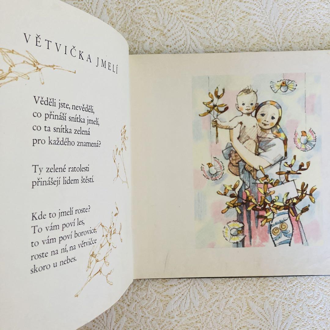 洋書　古書　チェコの古い詩集絵本　1961年　アドルフ・ザーブランスキーの挿絵♡