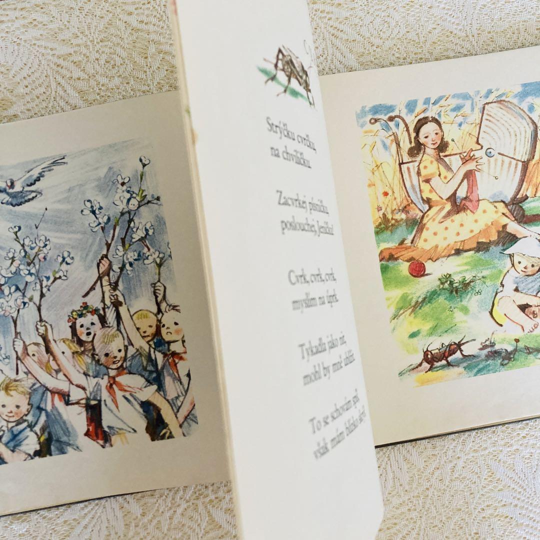 洋書　古書　チェコの古い詩集絵本　1961年　アドルフ・ザーブランスキーの挿絵♡