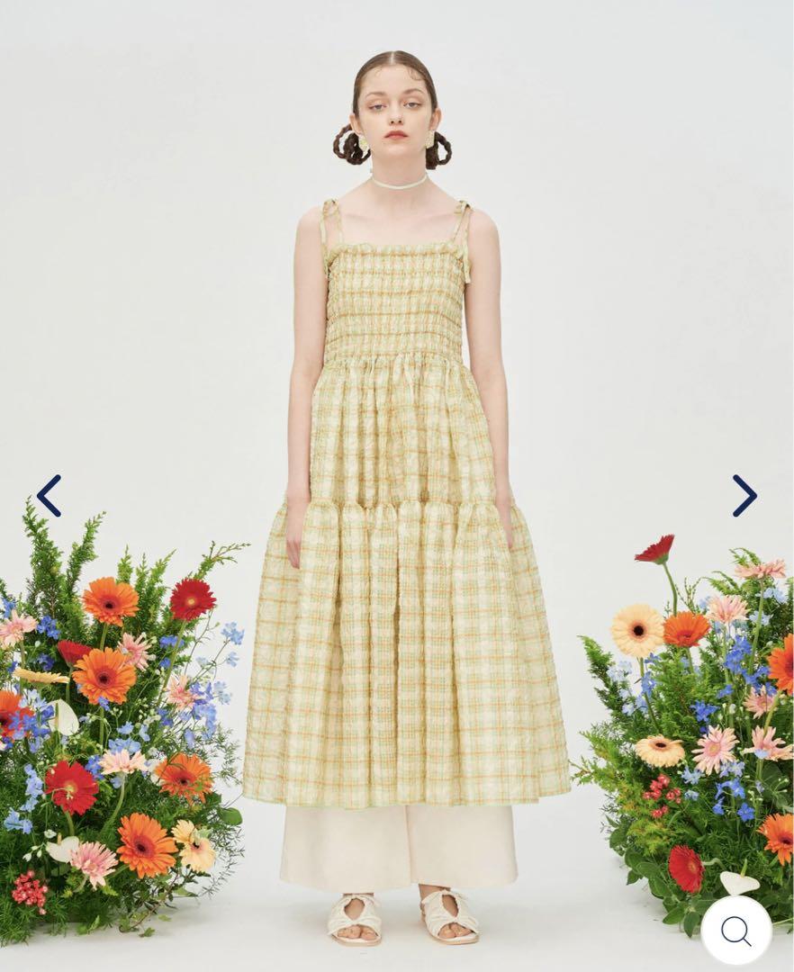 POPPY シースルーキャミドレス　オレンジメロン poppy tokyo シースルーチェックキャミドレス オレンジメロン