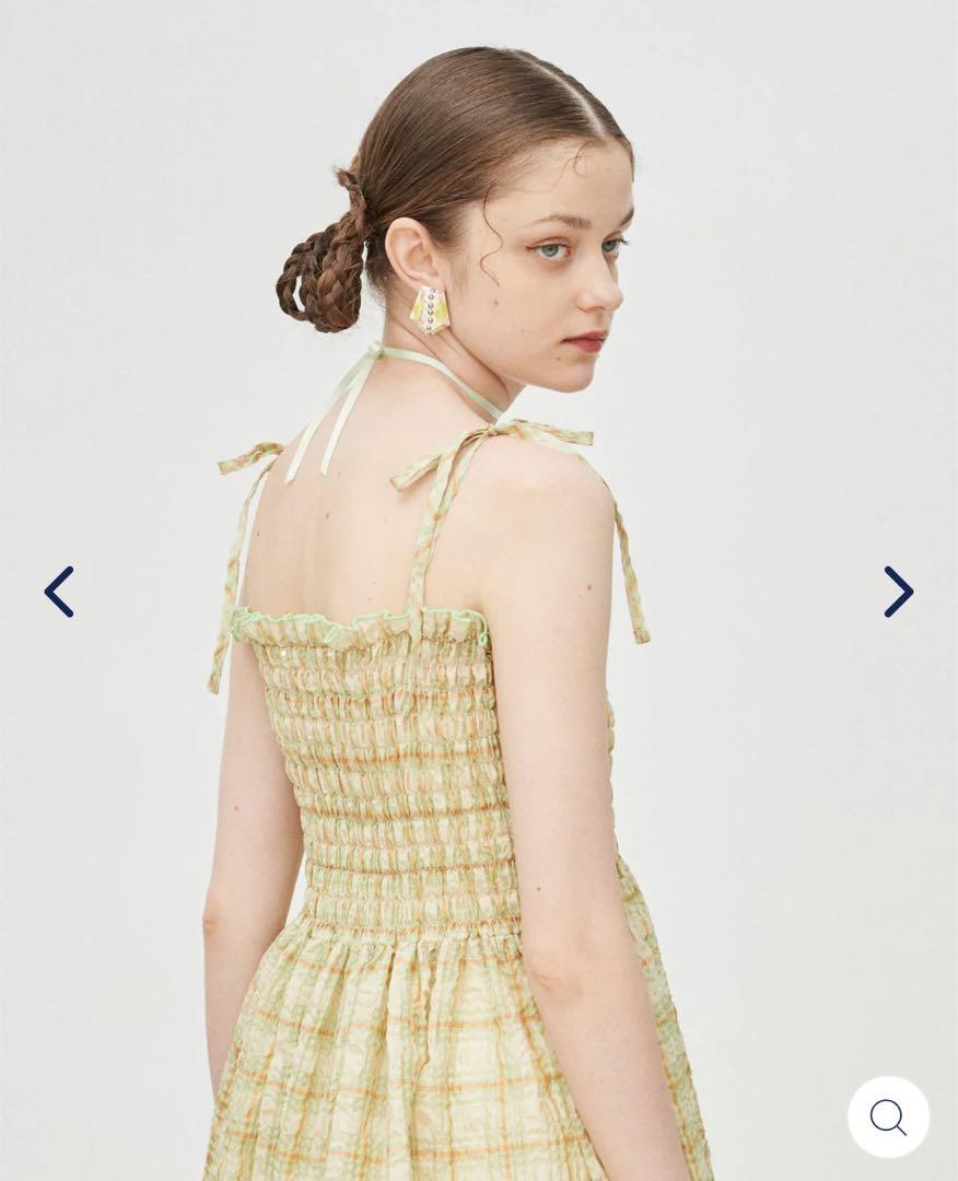 POPPY シースルーキャミドレス　オレンジメロン poppy tokyo シースルーチェックキャミドレス オレンジメロン