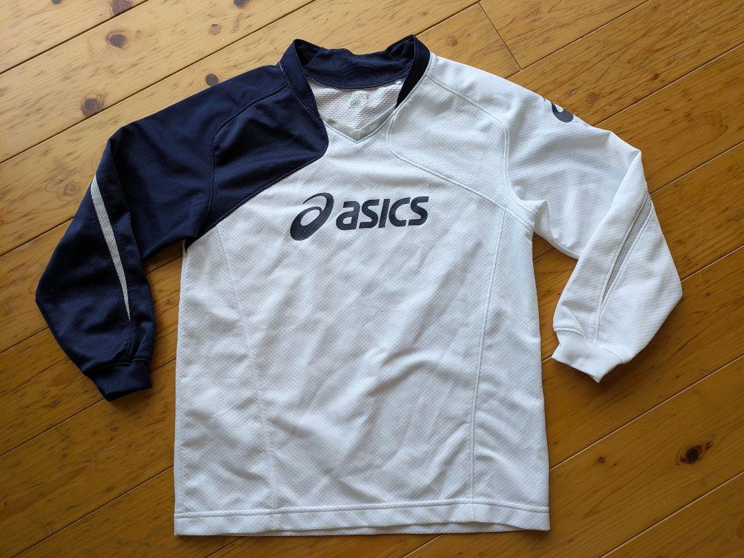 上品なファッション asics☆白✕ネイビー☆長袖☆ウォームアップウェア☆140☆バレー ウェア