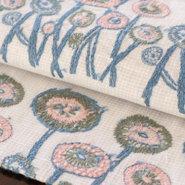 ミナペルホネン 名古屋帯 path 刺繍 チェック 袷 春