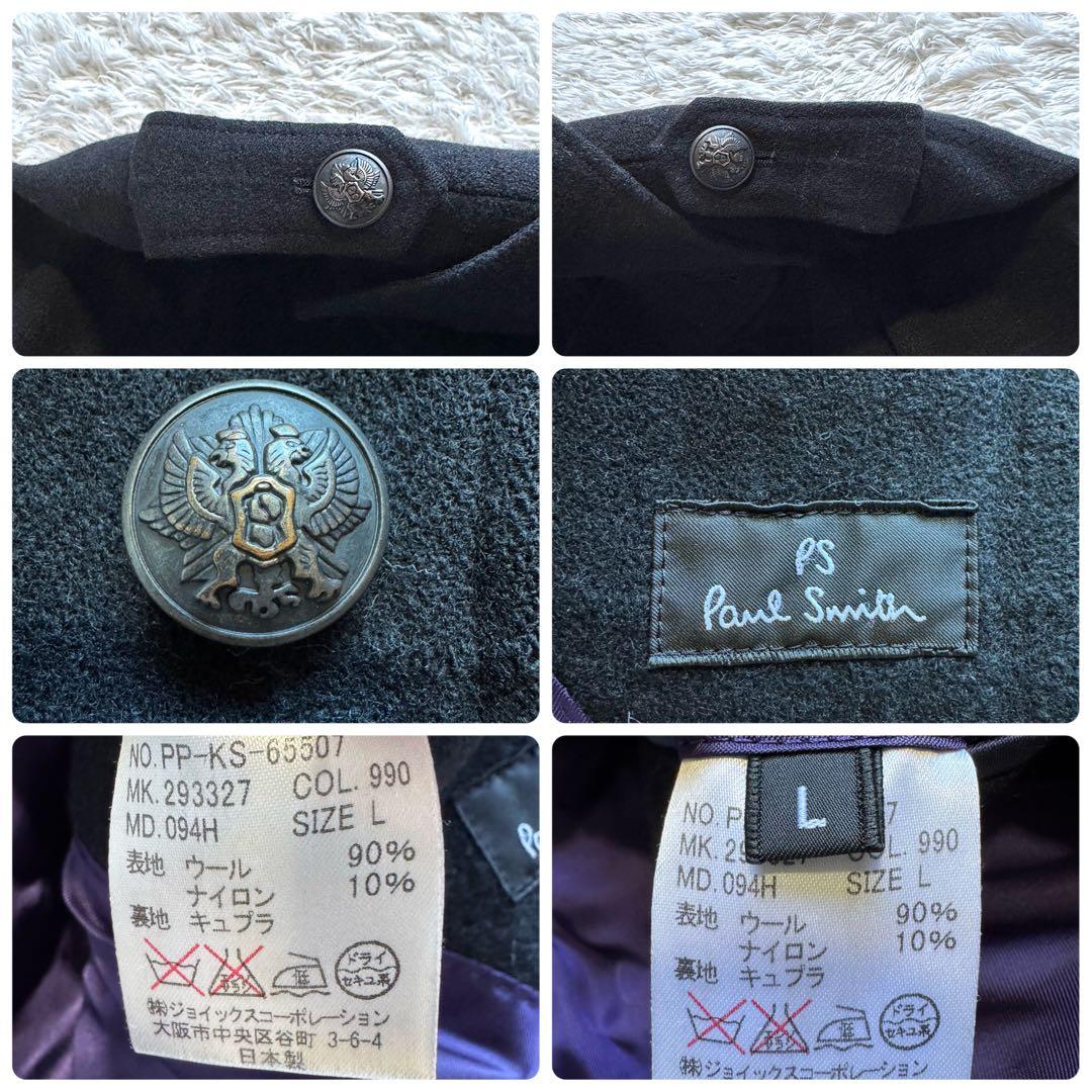 美品 ポールスミス ピーコート シャドーチェック メタルボタン 黒 L 美品 ポールスミス ピーコート シャドーチェック メタルボタン 黒 L