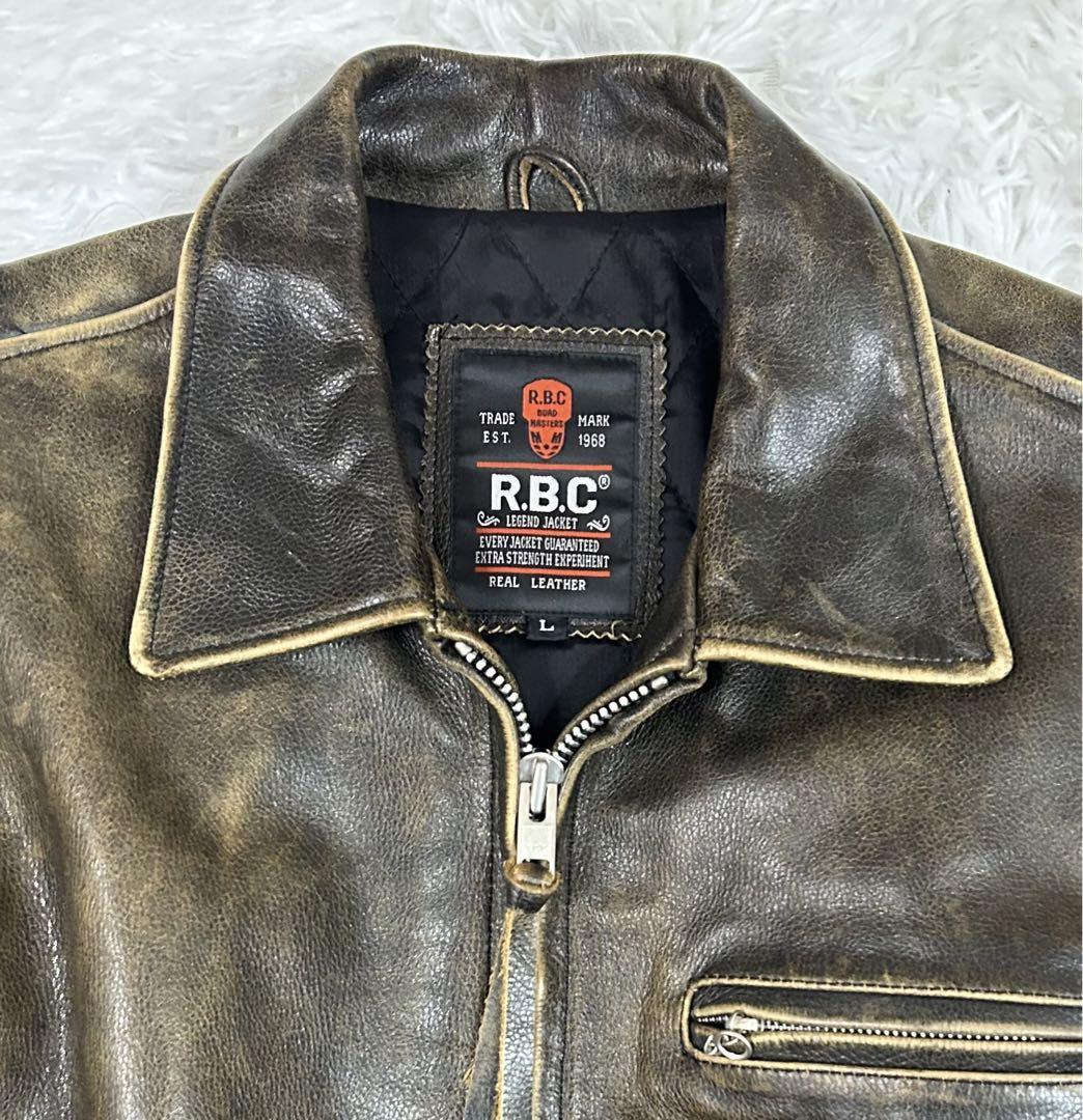 R.B.C レザージャケット 本革 牛革 革ジャン シングル ブラウン