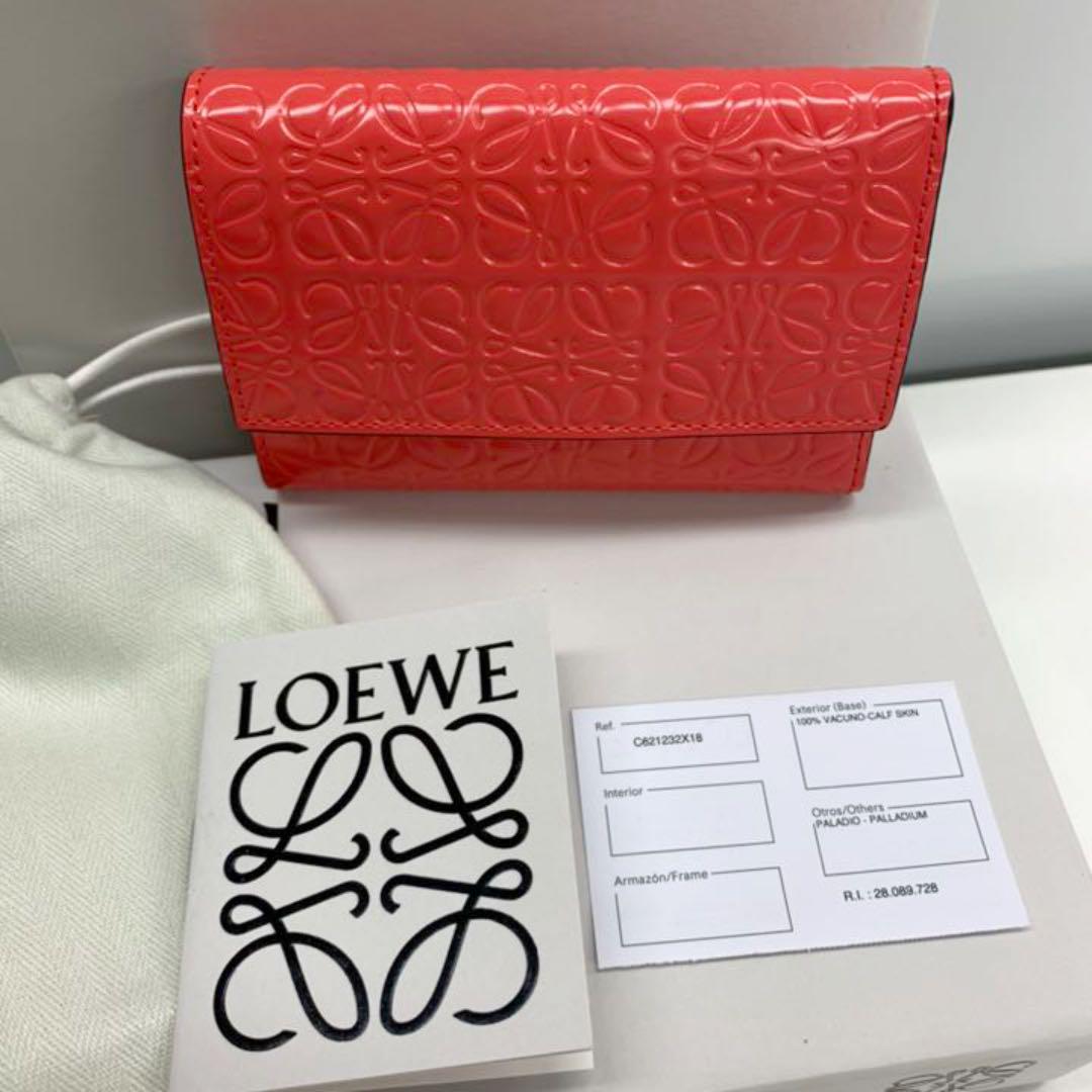 LOEWE ロエベ アナグラム柄 バーティカル ウォレット ミニ財布 三つ折 LOEWE ロエベ アナグラム柄 バーティカル ウォレット ミニ財布 三つ折