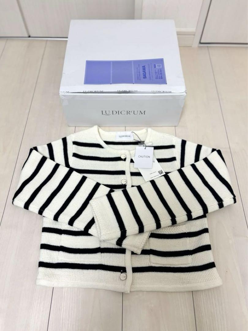 経典ブランド LUDICRUM Knit short jacket ボーダー カーディガン トップス