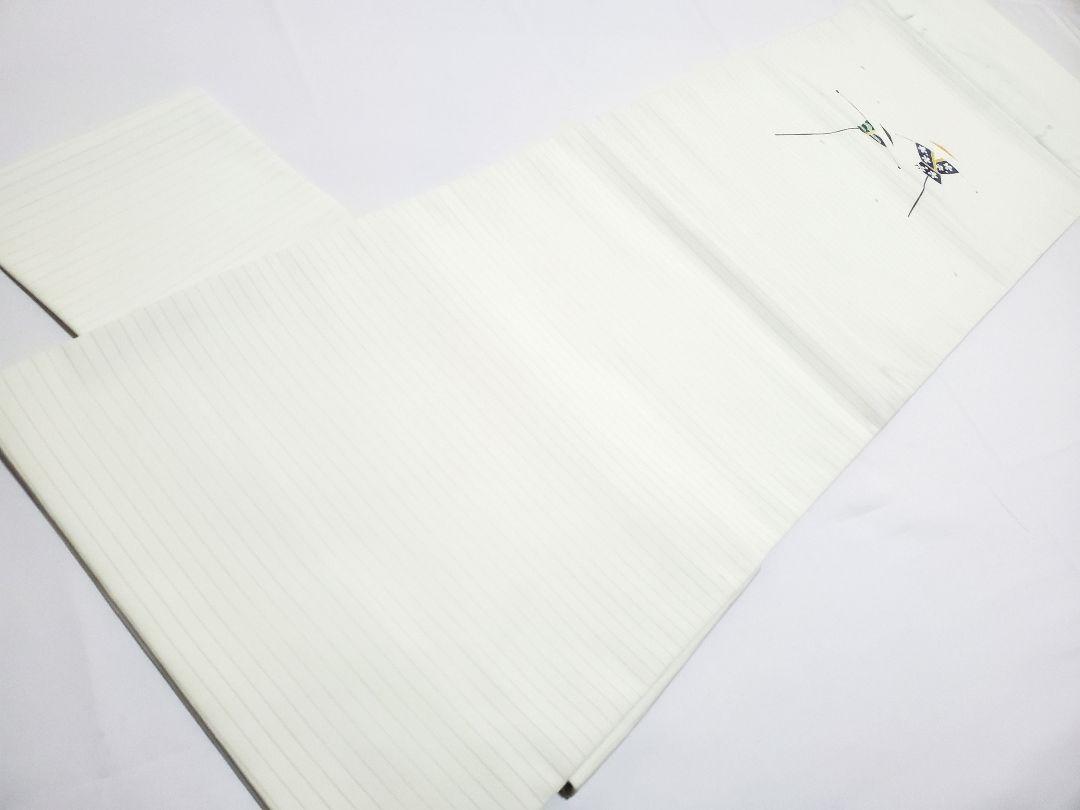 かかし模様 薄灰緑 太鼓 正絹 薄物 夏用 絽 紗 付け帯・作り帯