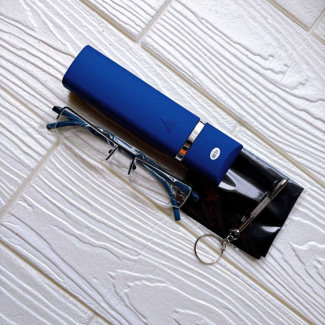 [REAVEE] 老眼鏡 ハーフリム 携帯用 ケース 超軽量 ブルーライトカット