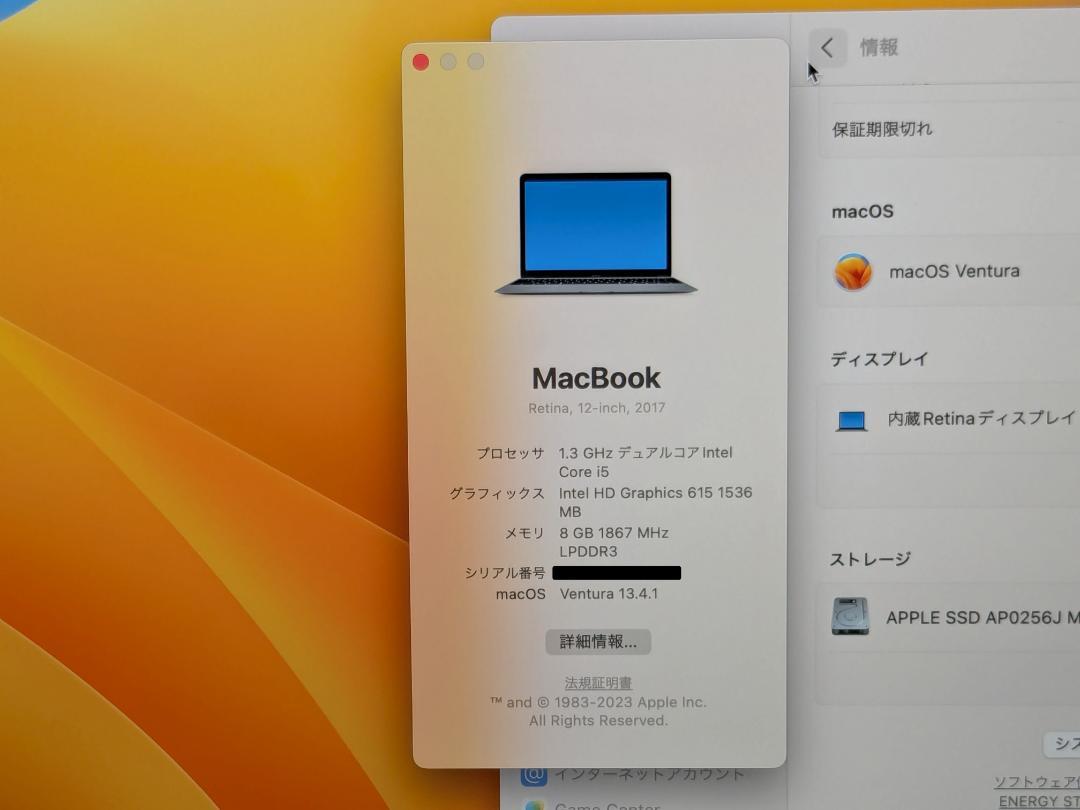 MacBook (2017) Corei5 1.3GHz/8GB/256GB